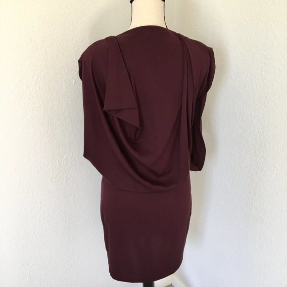 Robert Rodriguez runway stretch silk plum blouson draped back dress - Picture 8 of 13